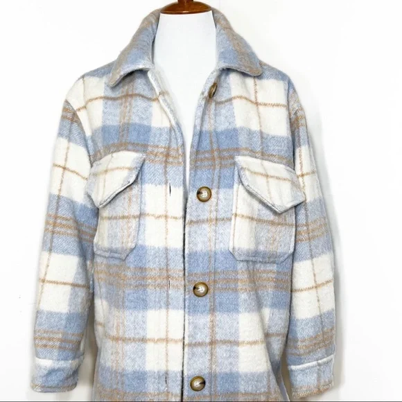 SOLD-Gianni Bini Plaid Flannel Shacket Grandpa Jacket - Picture 4 of 11